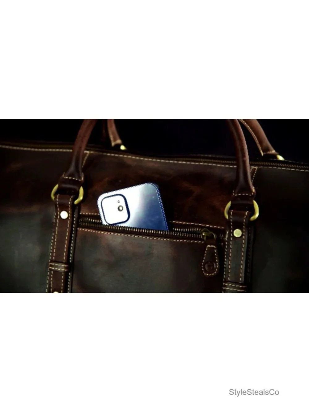Leather Travel Duffel Bag | Gym Sports Bag Carry-On | Heavy Duty Lining